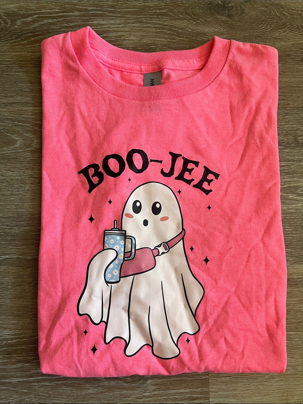 'Boo-Jee' Ghost Graphic Tee in Bright Pink
